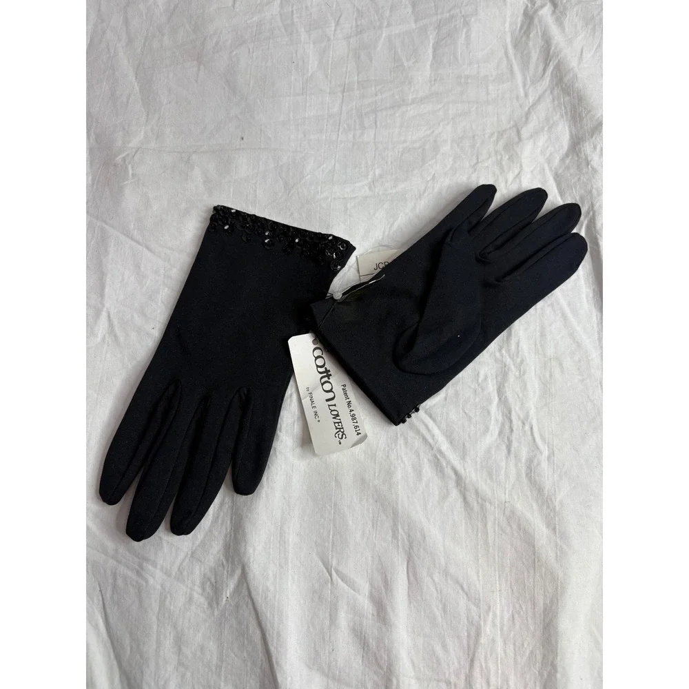 Small Lovers Womens Black Sequin Cuff Evening Gloves Formal Party Opera
